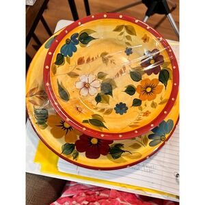 Oneida Kitchen Sunset Bouquet Hand Painted Floral Dinner Plate and Soup Bowl Set